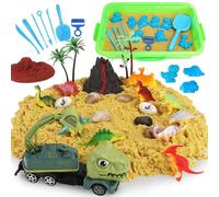 ZUSUZU Jouets Dinosaures et Ensemble,Sable Magique & Dinosaure Jouets & Moules de Sable & camions,Jouets Sensoriels Magique pour Enfants,Parfait pour Les Enfants à partir de 3 Ans