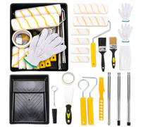ZUSUZU Rouleau Peinture Set, 23 Pièces Pinceaux à Peinture Kit avec Rouleau de 4/9 Inch, Rallonge, Bac à Peinture, Grattoir, Pinceau, Outils de Peinture pour Murs, Plafond, Portes, Garnitures