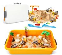 ZUSUZU Sable Magique Enfant - Jouets Sensoriels avec Sable,Sables Magique Cinétique pour Enfants,Chantier Avec Véhicule D'ingénierie,Moule de Château,Garçons Et Aux Filles à Partir de 3 Ans