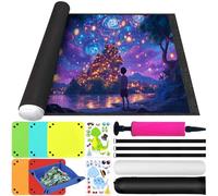 ZUSUZU Tapis de Puzzle,Tapis de Puzzle en Feutre pour Jusqu'à 1000 1500 2000 3000 Pièces,Économiseur de Pliable avec 6 Trieur de (Noir)