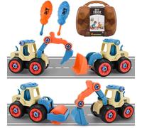 ZUSUZU Véhicules de Chantier pour Enfants,Jouets de Pelleteuse,Véhicule de Chantier,Take Apart Toys Camion,Jouet de Voiture Pelle pour Enfants Camion Benne,Jouets de Sable Tractopelle Enfant