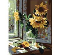 Zuty - Diamond Painting - TOURNESOLS DANS UN VASE, 40x50 cm, sans cadre et sans toile fermée