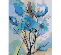 Zuty - Painting by Numbers - ABSTRACTS DE FLEURS BLEUES, 40x50 cm, toile tendue sur châssis