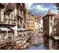 Zuty - Painting by Numbers - CITY ON THE RIVER, 40x50 cm, sans cadre et sans fermeture de la toile