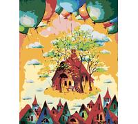 Zuty - Painting by Numbers - COLOUR HOUSES WITH BALLOONS, 40x50 cm, non encadré et sans toile