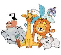 Zuty - Painting by Numbers - Girafe, éléphant, lion, chèvre, toucan et autres animaux, 40x50 cm, toile tendue sur châssis