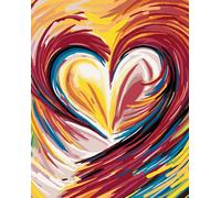 Zuty - Peinture au diamant - COEUR PEINT EN ARC, 40x50 cm, toile tendue sur châssis