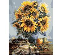 Zuty - Peinture au diamant - FLEUR DE TOURNESOL AROMES D'AUTOMNE, 40x50 cm, hors toile sur châssis