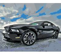 Zuty - Peinture au diamant - SPORTS BLACK CAR, 40x50 cm, hors toile sur châssis