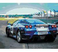 Zuty - Peinture au diamant - SPORTS BLUE CAR FERRARI, 40x50 cm, hors toile sur châssis