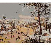 Zuty - Peinture au diamant - TERRE D'HIVER AVEC UN PIÈGE POUR LES OISEAUX (PIETER BRUEGEL), 40x50 cm, toile tendue sur châssis