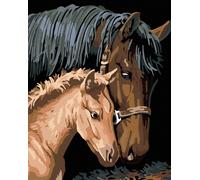 Zuty - Peinture Diamant - VACHES BRUNES AVEC POISSONS, 40x50 cm, toile tendue sur châssis
