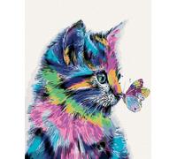 Zuty - Peinture par numéros - PETIT CHAT AVEC PAPILLON, 40x50 cm, non encadré et sans toile