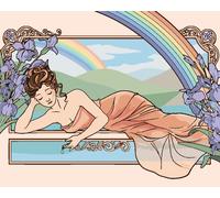 Zuty - Peinture par numéros - REPRODUCTION D'UNE FEMME ET D'UNE VEILLE (ALPHONSE MUCHA), 40x50 cm, avec châssis (déjà tendu)