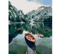 Zuty - Tableau Diamant - PRAMICA ON A LAKE IN THE MOUNTAINS, 40x50 cm, sans cadre et sans toile fermée