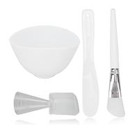 ZUUOZBYY 4 pièces Ensemble de Bol de Masque Facial cuillère à mesurer spatule Brosse en Silicone applicateur de Masque de Peau Lavable Blanc