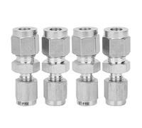 ZUUOZBYY 4 pièces raccord de Compression en Acier Inoxydable Adaptateur de Tube à Double virole Droit pour Tuyau (F1/8-F1/4)