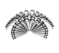 ZUUOZBYY Extenseurs d'oreilles coniques en acier inoxydable, assortiment de 36 pièces, bijoux de perçage (Gris argenté)
