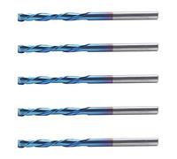 ZUUOZBYY Lot de 5 fraises à 2 dents en acier au tungstène avec revêtement nano bleu, outil de coupe CNC 3,175 x 22 x 55 mm