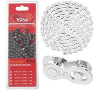 Zuuyye chaîne vélo 6/7/8 Vitesses 116 maillons 1/2" x 3/32" Acier Carbone avec Attache Rapide - chaîne 8 Vitesses, chaîne 7 Vitesses, chaîne VTT, chaîne de vélo