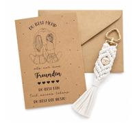 Zuuyye Porte-clés Petite Amie, Cadeau avec Carte et Enveloppe | Carte avec message cœur, Métal avec perle en bois, Cadeau d'anniversaire, Compagnon quotidien, Pour meilleure amie
