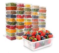 Zuvo 50 x rectangulaire micro-ondes 1000 ml en plastique transparent Boîtes Congélation pour plats chaud froid Foods, 170 (W) x 120 (L) x 70 (H)mm
