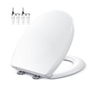 Zuvo Siège de Toilette O-Shaped à Fermeture Douce | Norme Britannique | Libération Rapide | Charnières Réglables & Anti-Casse | Matériau PP Blanc Universel