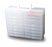 Zuvo Boîte de Rangement Photos en Plastique | 16 Compartiments avec Séparateurs Amovibles | Étanche et Solide | Organiseur Polyvalent pour Photos, Loisirs Créatifs, Bureaux et Fournitures