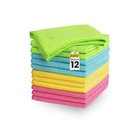 Zuvo Chiffons Microfibre pour Voiture | Lot de 12, 32 x 32 cm | Ultra-Doux, Sans Rayures & Haute Absorption | Idéal pour Nettoyage Auto, Cuisine & Maison | Couleurs assorties