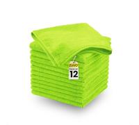Zuvo Chiffons Microfibre pour Voiture | Torchon, Lave Vitre | Ultra-Doux, Sans Rayures, Sans Peluches & Haute Absorption | Lot de 12, 32 x 32 cm, Vert
