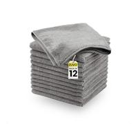 Zuvo Chiffons Microfibre pour Voiture | Torchon, Lave Vitre | Ultra-Doux, Sans Rayures, Sans Peluches & Haute Absorption | Lot de 12, 32 x 32 cm, Gris