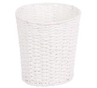 Zuvo Corbeille à papier ronde en osier pour chambre à coucher, salle de bain, bureau ou maison Blanc