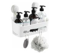 Zuvo Panier de douche à ventouse - Sans perçage ni adhésif - Meilleur organisateur de douche dans les accessoires de salle de bain pour savon, shampooing, brosse à dents - Étagère blanche et ventouses