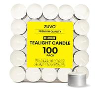 Zuvo Lot de 100 bougies chauffe-plat 8 heures de combustion Blanc non parfumées 3,8 x 2,3 cm 23 g