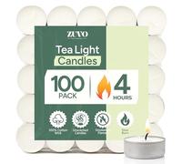 Zuvo Lot de 100 bougies chauffe-plats 4 heures Blanc non parfumées