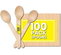 ZUVO Lot de 100 cuillères jetables en bois | Écologiques biodégradables et compostables | Pour fête, mariage, pique-nique