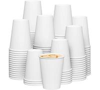 Zuvo Lot de 100 gobelets en carton jetables à paroi simple pour boissons chaudes et froides Blanc 240 ml