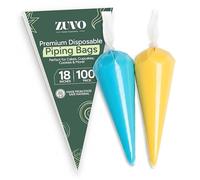Zuvo Lot de 100 poches à douille jetables (45,7 cm) | Poches à douille épaisses et transparentes sans couture | Antidérapantes, anti-éclatement, de qualité alimentaire pour décorer des gâteaux