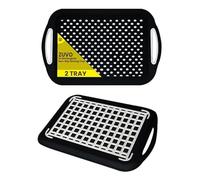 Zuvo Lot de 2 Plateaux de Service Antidérapants avec Poignées | Léger, Durable & Facile à Nettoyer | Pour Tous Types d'Aliments & Boissons | Caoutchouc à Haute Adhérence | Noir