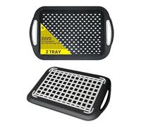 Zuvo Lot de 2 Plateaux de Service Antidérapants avec Poignées | Léger, Durable & Facile à Nettoyer | pour Tous Types d'Aliments & Boissons | Caoutchouc à Haute Adhérence | Gris