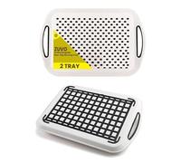 Zuvo Lot De 2 Plateaux De Service Antidérapants Avec Poignées | Léger, Durable & Facile À Nettoyer | Pour Tous Types D'Aliments & Boissons | Caoutchouc À Haute Adhérence | Blanc