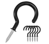 Zuvo Lot de 36 Crochets de Plafond 2,3 cm - Crochets à Vis Métalliques avec Revêtement Vinyle pour Suspendre Plantes, Tasses, Ustensiles, Lampes - Intérieur & Extérieur - Noir