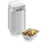 Zuvo Lot de 50 boîtes Alimentaires jetables en Aluminium avec couvercles Taille 2A 14 x 12 x 5 cm Métal 14 x 12 x 5 cm