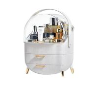 Zuvo Organiseur de maquillage avec 2 grands tiroirs pour le rangement des soins de la peau et des cosmétiques - Boîte de rangement durable et élégante pour parfums, pinceaux et accessoires, blanc