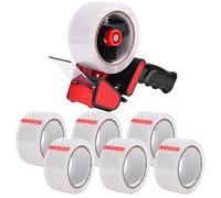 Zuvo Pistolet à ruban adhésif robuste et distributeur avec 6 rubans adhésifs d'emballage marron (48 cmx66 m), emballage en papier, colis ou emballage général