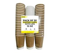 Zuvo Ripple Lot de 30 tasses à café en papier avec couvercles pour boissons chaudes 355 ml