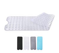 Zuvo Tapis de Bain Antidérapant | Extra Long 100 x 40 cm | Ventouses Puissantes & Anti-Moisissure | Lavable en Machine | Sécurisé pour Enfants & Seniors | Transparent, Claire
