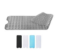 Zuvo Tapis de Bain Antidérapant Extra Long 100 x 40 cm | Ventouses Puissantes & Anti-Moisissure | Lavable en Machine | Sécurité Enfants & Séniors | Gris