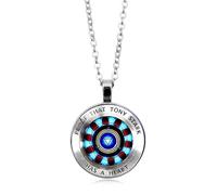 ZUWEI WU Arc Coeur Iron Man Tony Stark Collier Pendentif Cristal réacteur Argent