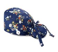 ZUWIJEQ 1Pcs Calot Chirurgical en Tissu,Calot Chirurgien Réglable,Bonnet Chirurgical Imprimé Mignon,Cheveux longs,avec Boutons Coton Bandeau de Sueur,Casquette Cache Poussière,pour Infirmiers,médecins